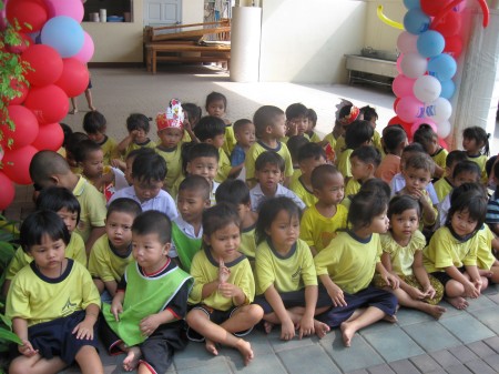 Some of the 500 children at the party put on by Chevron today